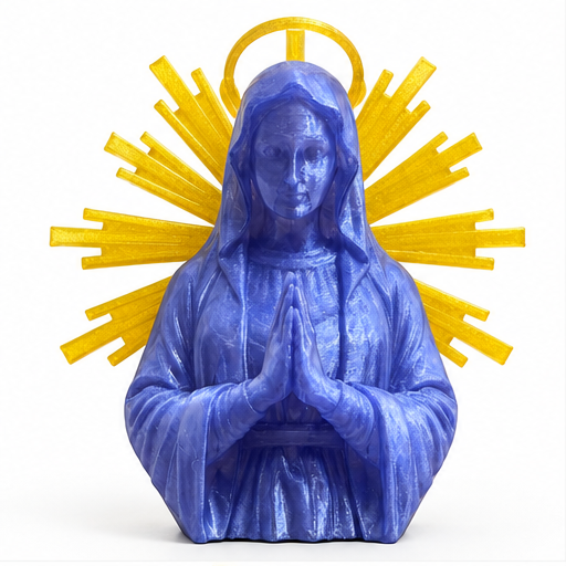 Virgin Mary 3D printed statue front view on white background